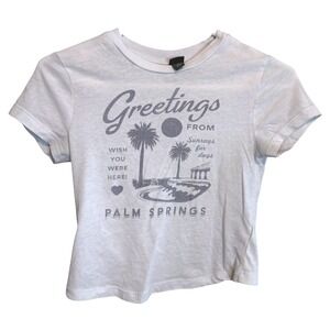 Wild Fable Palm Springs Graphic Baby Tee Light Blue XS Short Sleeve Crop Top